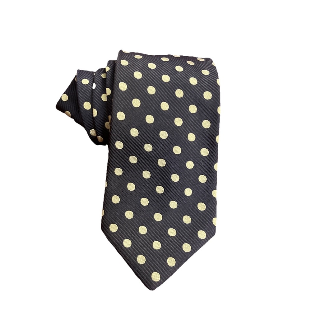 BURBERRY LONDON Silk polka dot jacquard silk tie Navy And Cream Italy Made Money - Picture 9 of 11